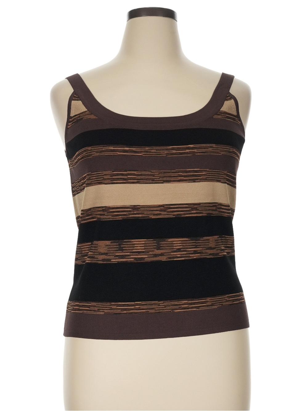 Valerie Stevens Separates Striped Brown & Black Sleeveless Knit Tank Top